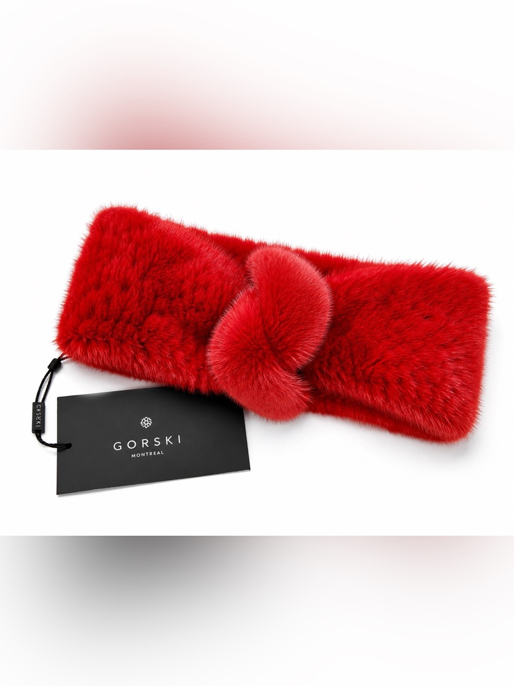 NWT | Gorski | Red Mink Fur Knotted Headband/Ear Warmer| size OS